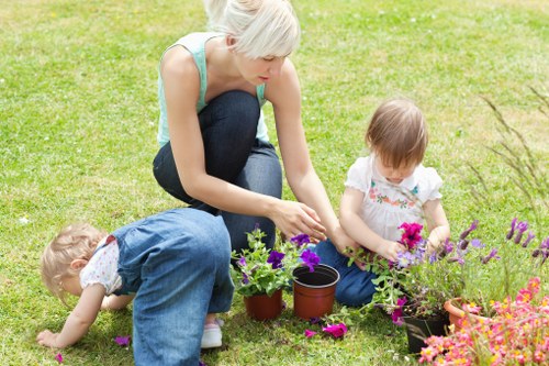 Outdoor gardening work carried out with weather awareness